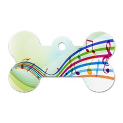 Color Musical Note Waves Dog Tag Bone (one Side)