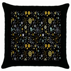 Floral And Butterfly Black Spring Throw Pillow Case (black)