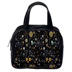 Floral And Butterfly Black Spring Classic Handbags (one Side) by Alisyart