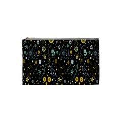 Floral And Butterfly Black Spring Cosmetic Bag (small) 