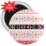 Flower Arrangements Season Floral Rose Pink Black 3  Magnets (10 pack)  Front