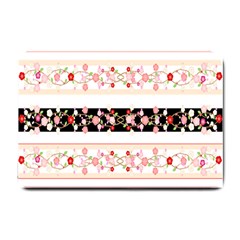 Flower Arrangements Season Floral Rose Pink Black Small Doormat 