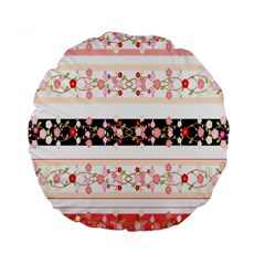 Flower Arrangements Season Floral Rose Pink Black Standard 15  Premium Round Cushions