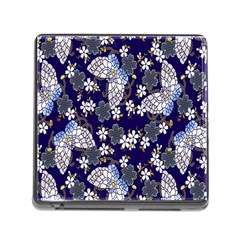 Butterfly Iron Chains Blue Purple Animals White Fly Floral Flower Memory Card Reader (square)