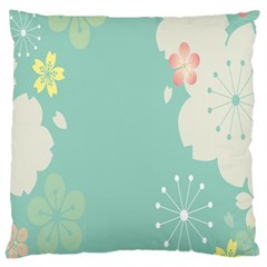 Flower Blue Pink Yellow Large Cushion Case (two Sides)