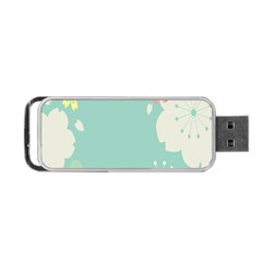Flower Blue Pink Yellow Portable Usb Flash (one Side)