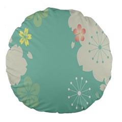 Flower Blue Pink Yellow Large 18  Premium Flano Round Cushions by Alisyart