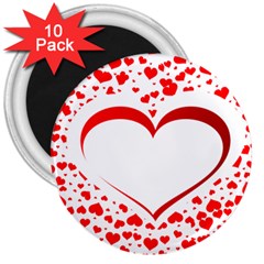 Love Red Hearth 3  Magnets (10 pack) 