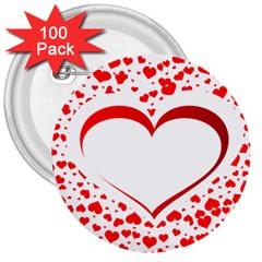 Love Red Hearth 3  Buttons (100 pack) 