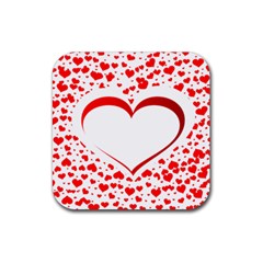 Love Red Hearth Rubber Square Coaster (4 pack) 