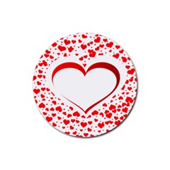 Love Red Hearth Rubber Round Coaster (4 pack) 