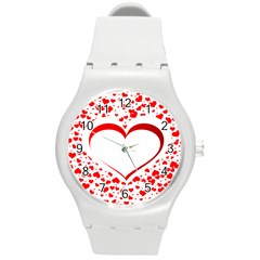 Love Red Hearth Round Plastic Sport Watch (M)