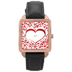 Love Red Hearth Rose Gold Leather Watch  by Amaryn4rt