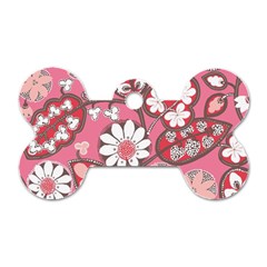 Flower Floral Red Blush Pink Dog Tag Bone (one Side) by Alisyart