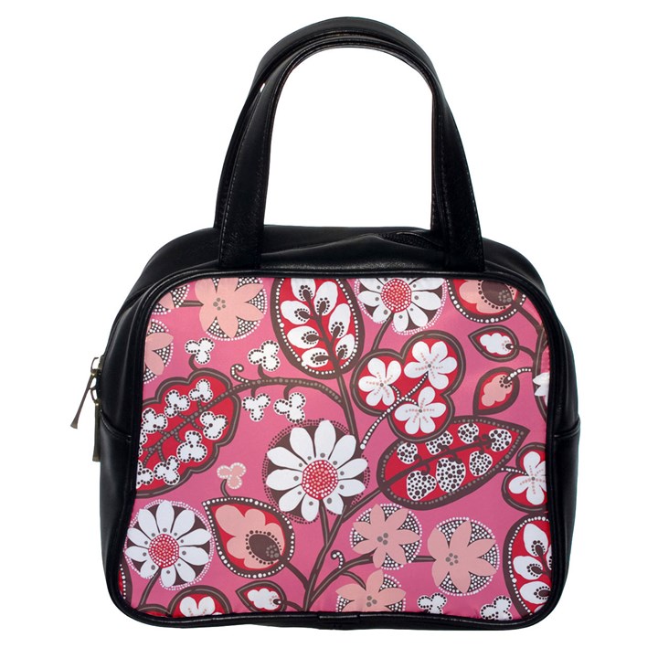 Flower Floral Red Blush Pink Classic Handbags (One Side)