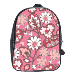 Flower Floral Red Blush Pink School Bags(large) 