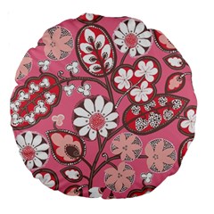 Flower Floral Red Blush Pink Large 18  Premium Round Cushions by Alisyart