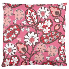 Flower Floral Red Blush Pink Large Flano Cushion Case (one Side)