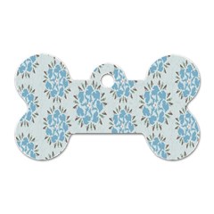 Flower Floral Rose Bird Animals Blue Grey Study Dog Tag Bone (two Sides)