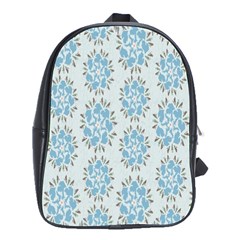 Flower Floral Rose Bird Animals Blue Grey Study School Bags(large) 