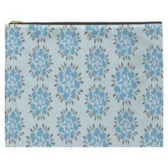 Flower Floral Rose Bird Animals Blue Grey Study Cosmetic Bag (xxxl) 