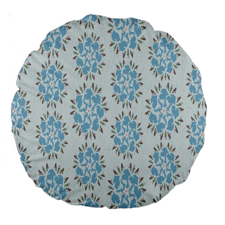 Flower Floral Rose Bird Animals Blue Grey Study Large 18  Premium Round Cushions