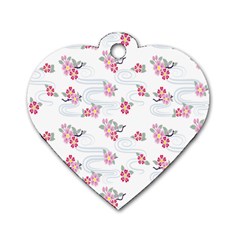 Flower Arrangements Season Sunflower Pink Red Waves Grey Dog Tag Heart (one Side) by Alisyart