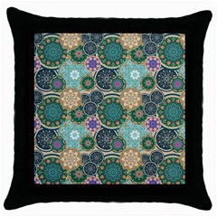 Flower Sunflower Floral Circle Star Color Purple Blue Throw Pillow Case (black)