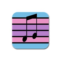 Music Gender Pride Note Flag Blue Pink Purple Rubber Square Coaster (4 Pack) 