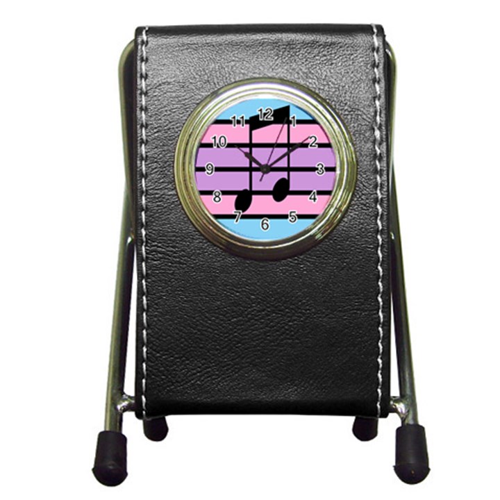 Music Gender Pride Note Flag Blue Pink Purple Pen Holder Desk Clocks