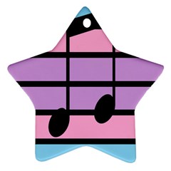 Music Gender Pride Note Flag Blue Pink Purple Star Ornament (two Sides)