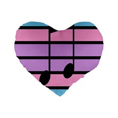 Music Gender Pride Note Flag Blue Pink Purple Standard 16  Premium Flano Heart Shape Cushions