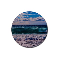 Wave Foam Spray Sea Water Nature Rubber Round Coaster (4 Pack)  by Amaryn4rt