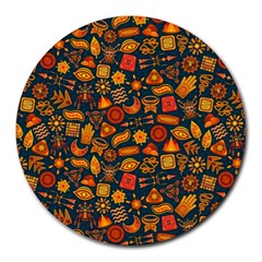Pattern Background Ethnic Tribal Round Mousepads by Amaryn4rt