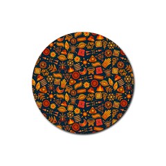 Pattern Background Ethnic Tribal Rubber Coaster (round)  by Amaryn4rt