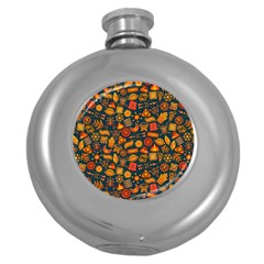 Pattern Background Ethnic Tribal Round Hip Flask (5 Oz) by Amaryn4rt