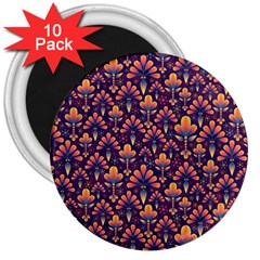 Abstract Background Floral Pattern 3  Magnets (10 Pack) 