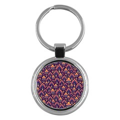 Abstract Background Floral Pattern Key Chains (round) 