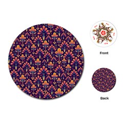 Abstract Background Floral Pattern Playing Cards (round) 