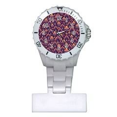 Abstract Background Floral Pattern Plastic Nurses Watch by Amaryn4rt