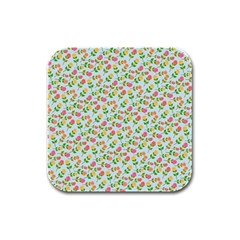 Flowers Roses Floral Flowery Rubber Square Coaster (4 Pack)  by Amaryn4rt