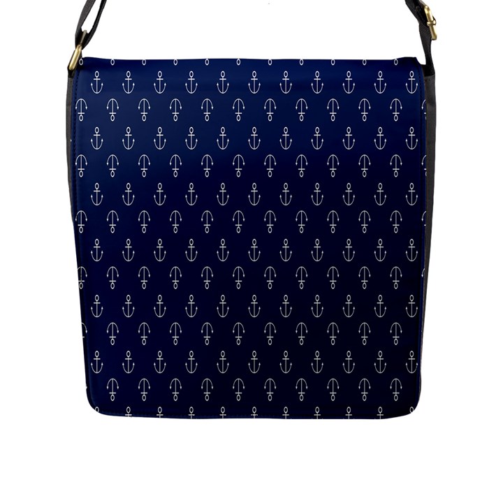 Anchor Pattern Flap Messenger Bag (L) 