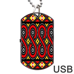 Toraja Traditional Art Pattern Dog Tag Usb Flash (two Sides) by Amaryn4rt