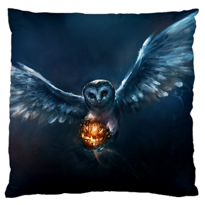 Owl And Fire Ball Standard Flano Cushion Case (One Side)
