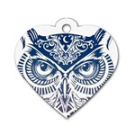 Owl Dog Tag Heart (One Side) Front