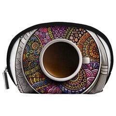 Ethnic Pattern Ornaments And Coffee Cups Vector Accessory Pouches (large)  by Amaryn4rt