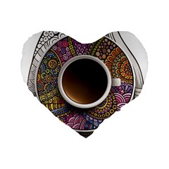 Ethnic Pattern Ornaments And Coffee Cups Vector Standard 16  Premium Flano Heart Shape Cushions by Amaryn4rt