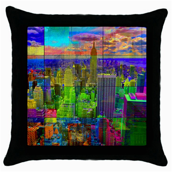 New York City Skyline Throw Pillow Case (Black)