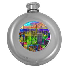 New York City Skyline Round Hip Flask (5 Oz) by Amaryn4rt