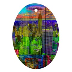 New York City Skyline Oval Ornament (two Sides) by Amaryn4rt